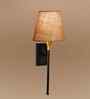 Metal Wall Lamp with Conical Jute Shade   Soft Glow Accent Light-(Beige Jute)