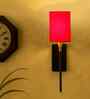 Metal Wall Lamp with Cotton Shade   Soft Ambient Lighting for Bedroom, Living Room-(Red)