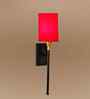 Metal Wall Lamp with Cotton Shade   Soft Ambient Lighting for Bedroom, Living Room-(Red)