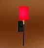Metal Wall Lamp with Cotton Shade   Soft Ambient Lighting for Bedroom, Living Room-(Red)