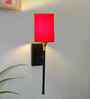 Metal Wall Lamp with Cotton Shade   Soft Ambient Lighting for Bedroom, Living Room-(Red)