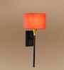 Metal Wall Mounted Lamp with 7" Round Drum Shade   Soft Ambient Glow-Orange cotton