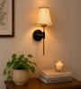Metal Wall Mounted Lamp with Beige Jute Shade for Hallway & Living Room