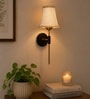 Metal Wall Mounted Lamp with Beige Jute Shade for Hallway & Living Room