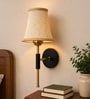 Metal Wall Mounted Lamp with Beige Jute Shade for Hallway & Living Room