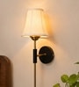 Metal Wall Mounted Lamp with Off-White Cotton Shade & Bedroom