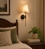 Metal Wall Mounted Lamp with Off-White Cotton Shade & Bedroom