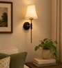 Metal Wall Mounted Lamp with Off-White Cotton Shade & Bedroom
