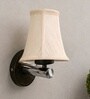 Metal Wall Mounted Lamp with Off-White Cotton Shade & Bedroom