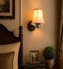 Metal Wall Mounted Lamp with Off-White Cotton Shade & Bedroom
