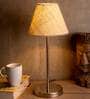 Metal White Jute Shade Table Lamp With Silver Base