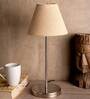 Metal White Jute Shade Table Lamp With Silver Base