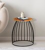 Metalico Round End Table In Natural & Black Colour