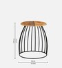 Metalico Round End Table In Natural & Black Colour
