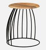 Metalico Round End Table In Natural & Black Colour