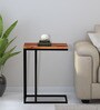 Metalico Solid Wood C Shaped Table In Natural Finish