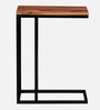 Metalico Solid Wood C Shaped Table In Natural Finish