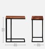 Metalico Solid Wood C Shaped Table In Natural Finish
