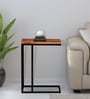 Metalico Solid Wood C Shaped Table In Natural Finish