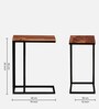 Metalico Solid Wood C Shaped Table In Natural Finish