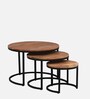 Metalico Solid Wood Nest Of Tables In Natural Finish (Set of 3)
