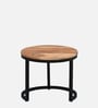 Metalico Solid Wood Nest Of Tables In Natural Finish (Set of 3)