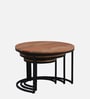 Metalico Solid Wood Nest Of Tables In Natural Finish (Set of 3)