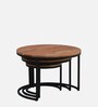 Metalico Solid Wood Nest Of Tables In Natural Finish (Set of 3)