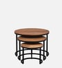 Metalico Solid Wood Nest Of Tables In Natural Finish (Set of 3)