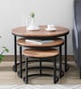 Metalico Solid Wood Nest Of Tables In Natural Finish (Set of 3)