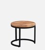 Metalico Solid Wood Nest Of Tables In Natural Finish (Set of 3)