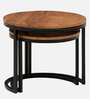 Metalico Solid Wood Nest Of Tables In Natural Finish