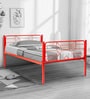 By FurnitureKraft Bunny Metal Single Size Bed in Red Colour