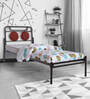 By FurnitureKraft Cassette Metal Single Size Bed in Grey Colour