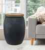 Veya Iron Storage Side Table In Black Finish