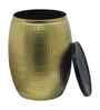 Veya Iron Storage Side Table In Gold Finish