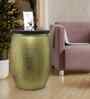 Veya Iron Storage Side Table In Gold Sparkling Finish