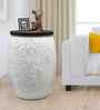 Veya Iron Storage Side Table In White Finish