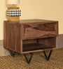 Metric Sheesham Wood Bedside Table in Natural Finish with Drawer