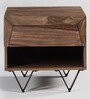 Metric Sheesham Wood Bedside Table in Natural Finish with Drawer