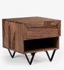 Metric Sheesham Wood Bedside Table in Natural Finish with Drawer