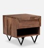 Metric Sheesham Wood Bedside Table in Natural Finish with Drawer