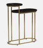 Mette Black Porcelain Top End Table With Gold Finish