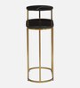 Mette Black Porcelain Top End Table With Gold Finish