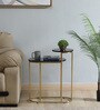 Mette Black Porcelain Top End Table With Gold Finish