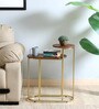 Mette Metal End Table In Natural Finish With Wooden Top