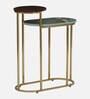 Mette Onex Porcelain Top End  Table With Gold Finish