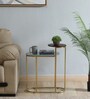 Mette Onex Porcelain Top End  Table With Gold Finish
