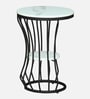 Mette White Porcelain Top End Table With Black Finish