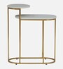Mette White Porcelain Top End Table With Gold Finish